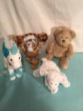 LOT OF 4 DOG PUPPIE PLUSH TOYS TIGER, BEAR, PONY, LAMB