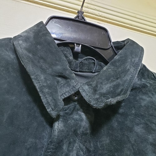 Le Collezioni Structure Shirt Mens Small Black Suede Leather Western Shacket - Picture 4 of 16
