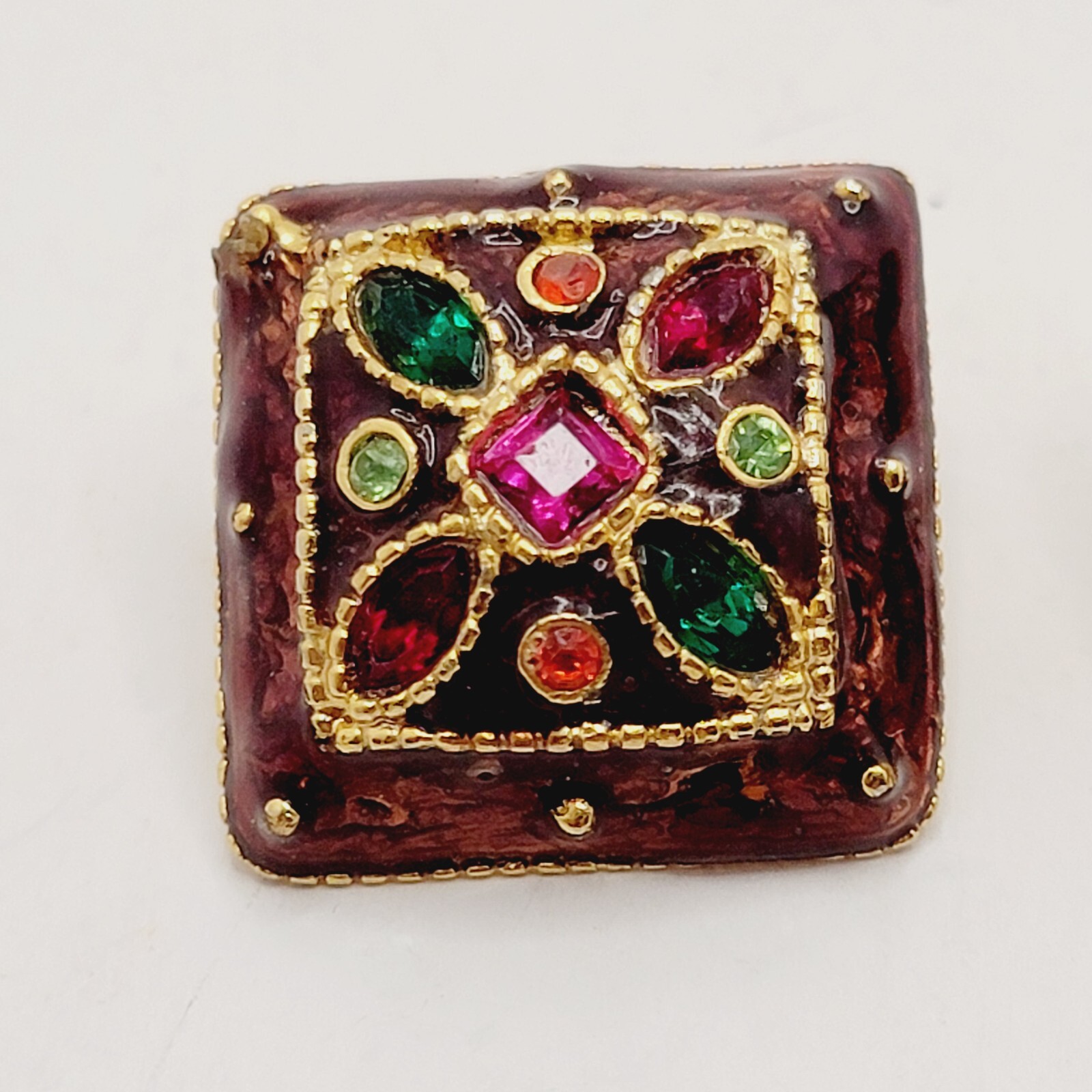 Rectangular Post Earrings with Multicolored Rhine… - image 2