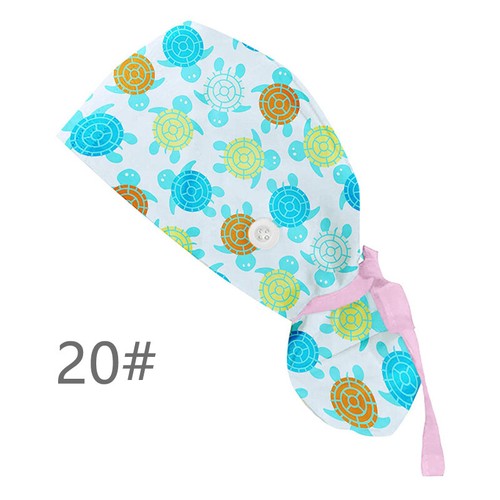 Women Floral Long Hair Medical Scrub Cap Adjustable Doctor Nurse Bouffant Hat - Picture 26 of 30