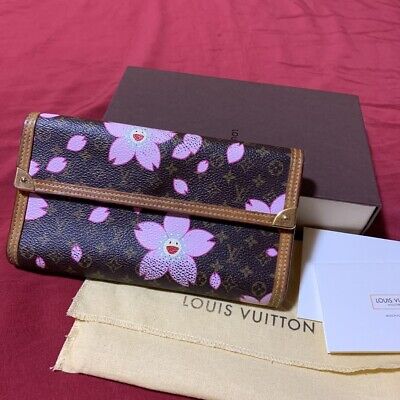 Louis Vuitton Monogram Long Wallet Cherry Blossom Takashi Murakami 