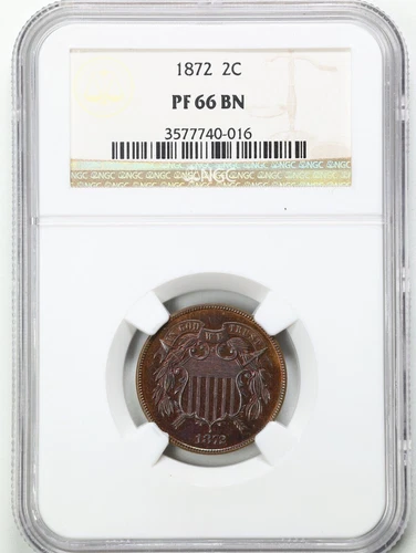 1872 2C Proof Two Cent Piece PF66BN NGC 3577740-016