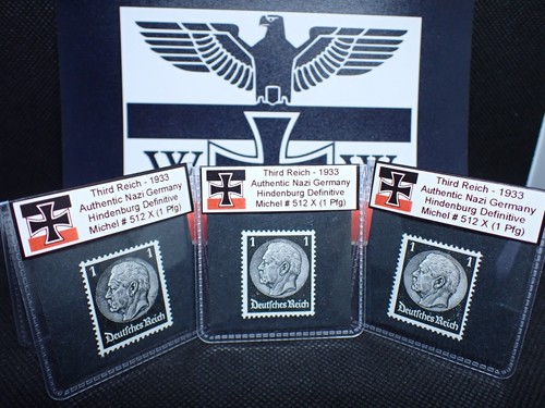 Nazi Germany 1933 Hindenburg Stamp + Hitler Timeline Coin 1 Pfg MNH 512 pre-WW2 - Picture 6 of 10