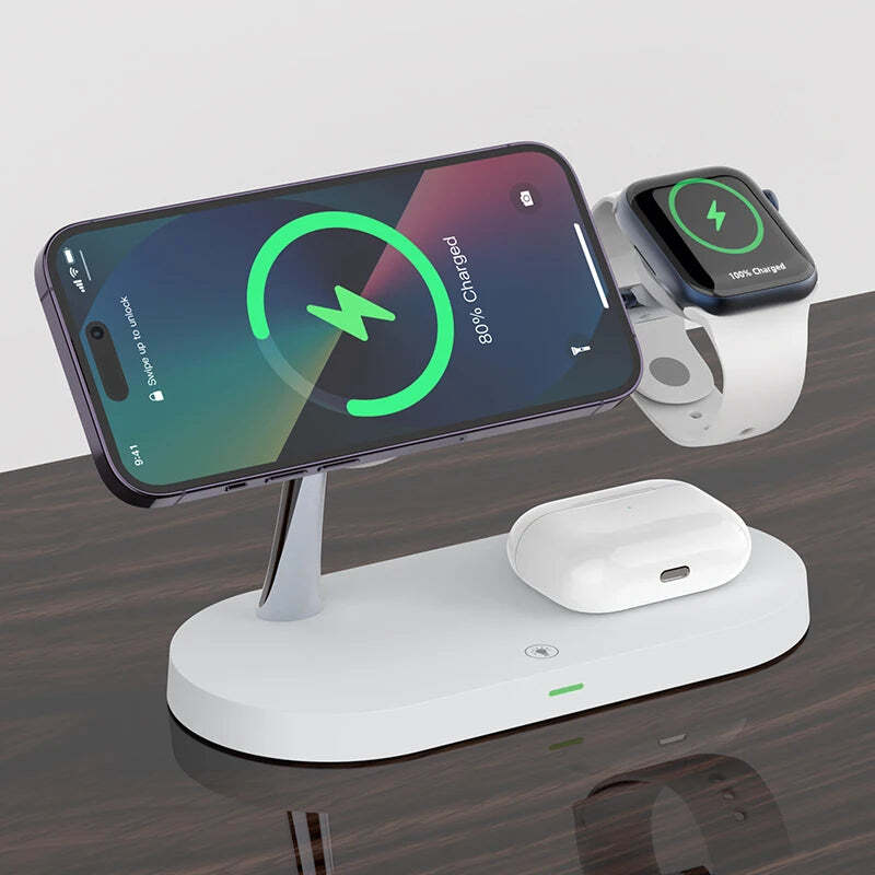 Wireless Charging Station Charger Dock 3in1 Stand For Apple Watch iPhone Magsafe-image