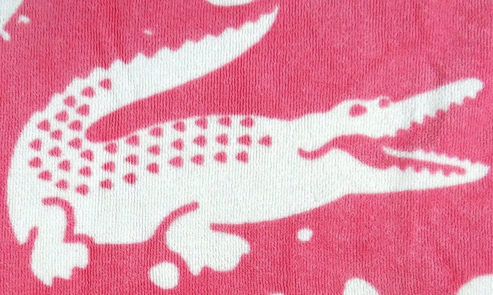 LaCoste Beach Bath Towel Pink Crocodile Alligator Splatter Clean Minty 36x67 in - Image 2 of 4