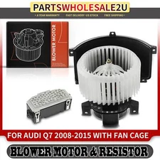 Front HVAC Heater Blower Motor w/ Fan Cage & Resistor Kit for Audi Q7 2008-2015