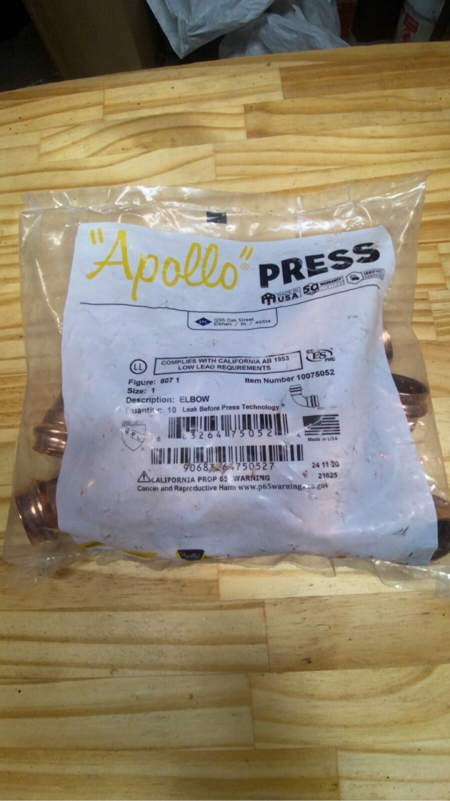 Copper End Cap (10) 1/2" Press Pressure Copper Fittings 10077850 Apollo Press