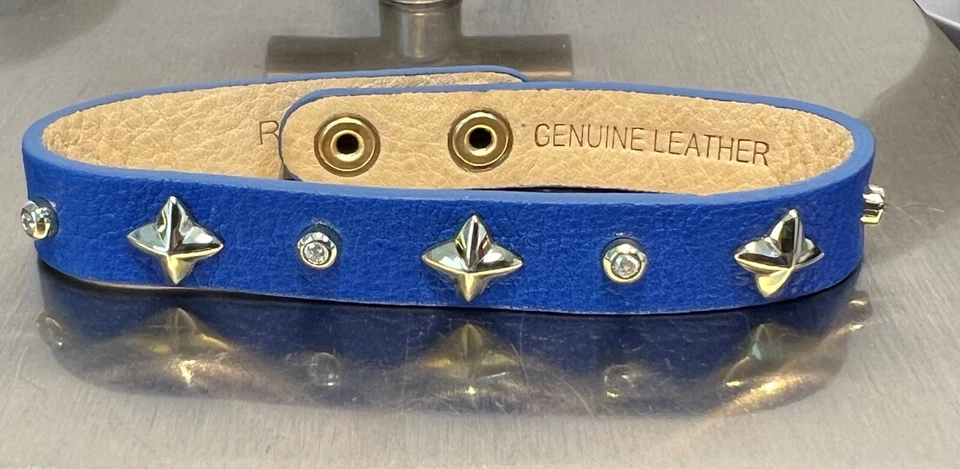 Nappa Leder Armband Saphir Blau 925 Silber vergoldet Zirkonia 19-21 cm - Bild 2 von 4