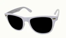 Wayfare Style Sunglasses White Super Dark Lens Classic 80s Retro Vintage 100%UV
