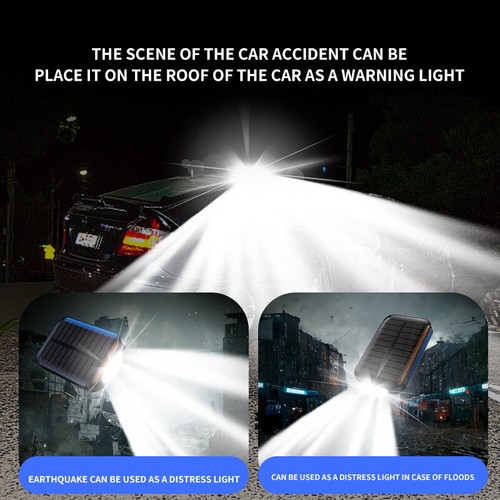 New Solar Power Bank Charger Led Warning Flashlight Light 22.5W Fast Charging - Picture 4 of 5