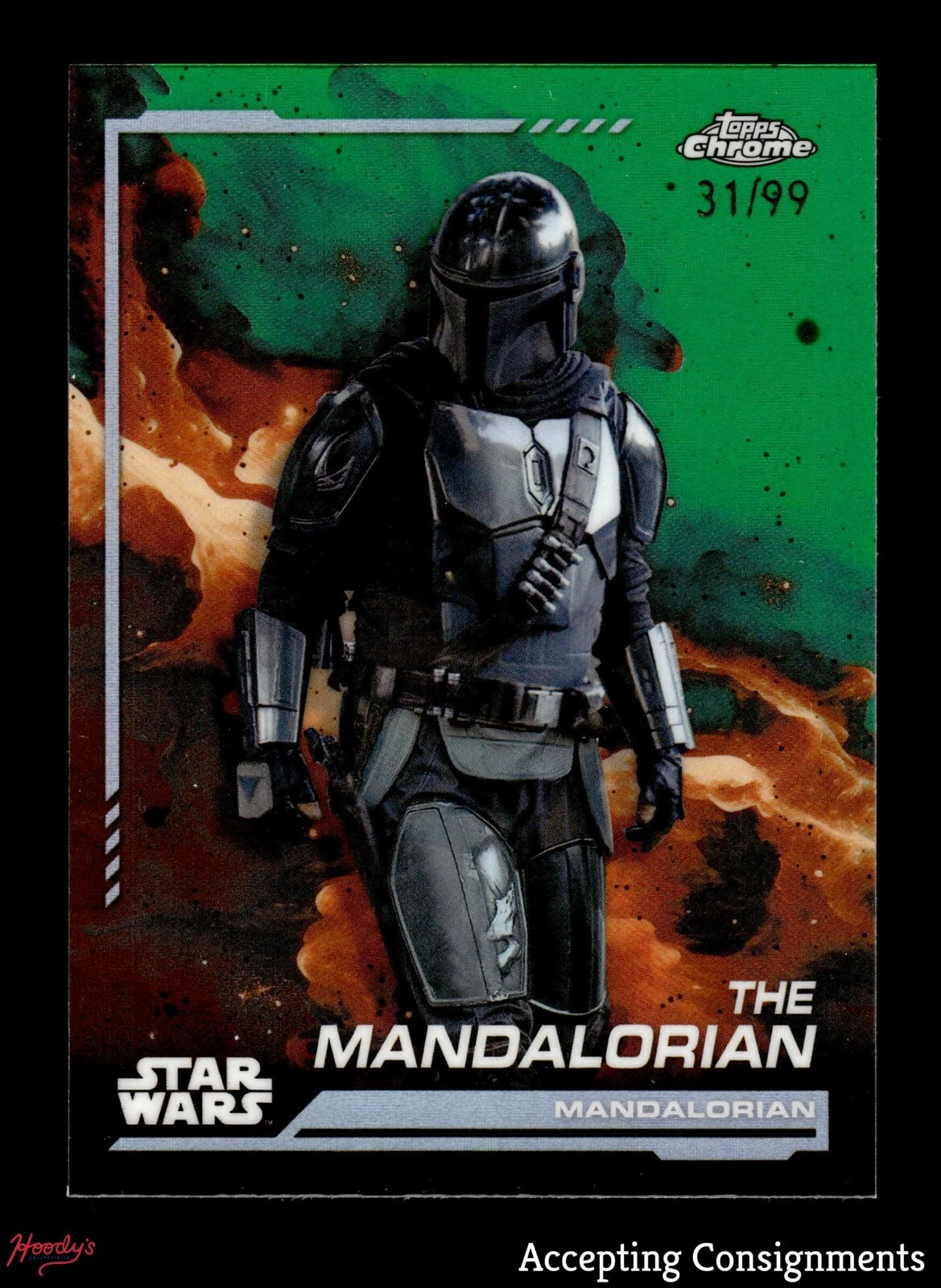 2024 Topps Chrome Star Wars Kashyyk Green Refractors #21 The Mandalorian 31/99