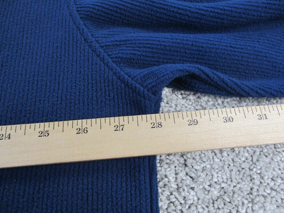 Suéter de Vellón Vintage Ediciones Básicas Cuello en V Azul Gris Acanalado Hombre Grande 2X Años 90 Usado en Excelente Condición Foto 4 de 4