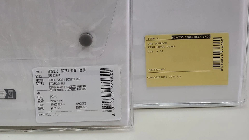 Frette One Bourdon King Duvet Cover Set White/Grey 100% Cotton Percale - Image 4 of 4