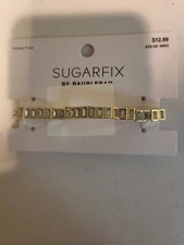 SUGARFIX by BaubleBar Gold and Crystal Baguette Stretch Bracelet - NICKEL FREE