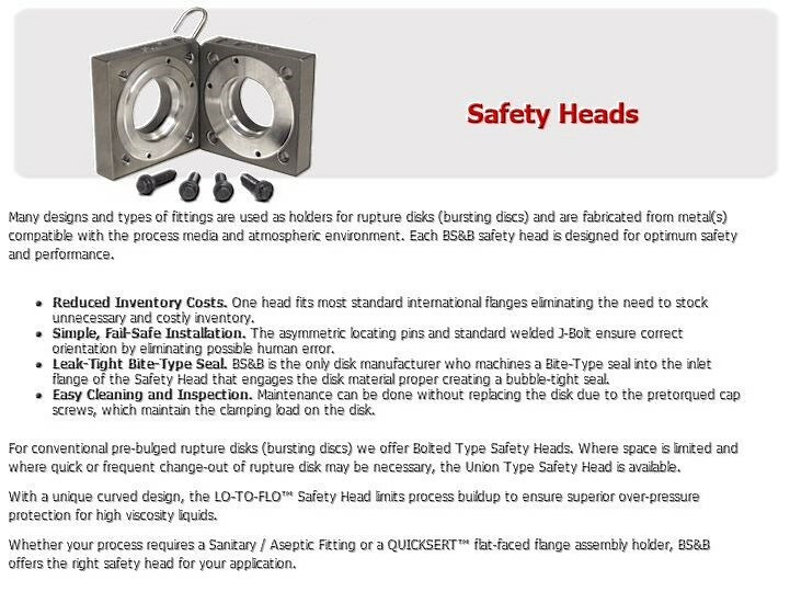 Disque De Rupture BS&B Safety Systems Type SKR - Modèle SRB-7RS, Acier Inox 316, Neuf