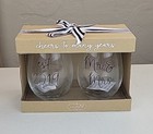 New Mud Pie Established 2019 Mr & Mrs Wedding Wine Glass Set Of 2 Black Gift Set