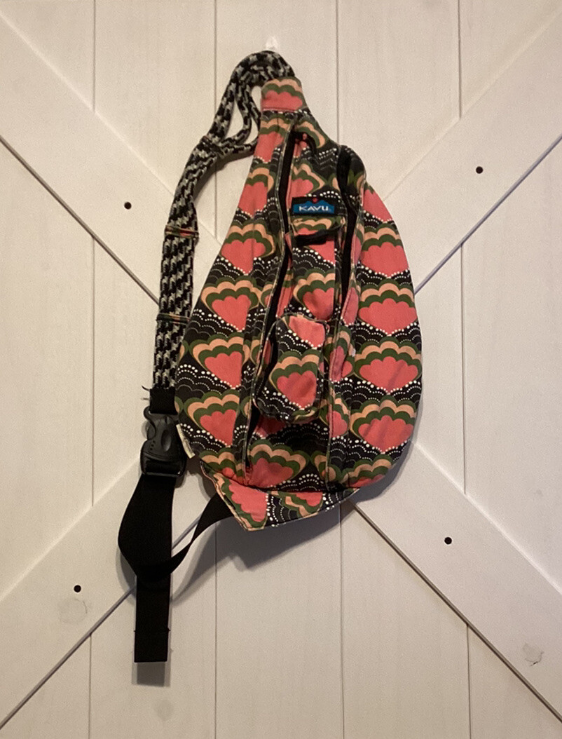 KAVU Rope Sling Bag Crossbody Peach Coral Green Good … Gem
