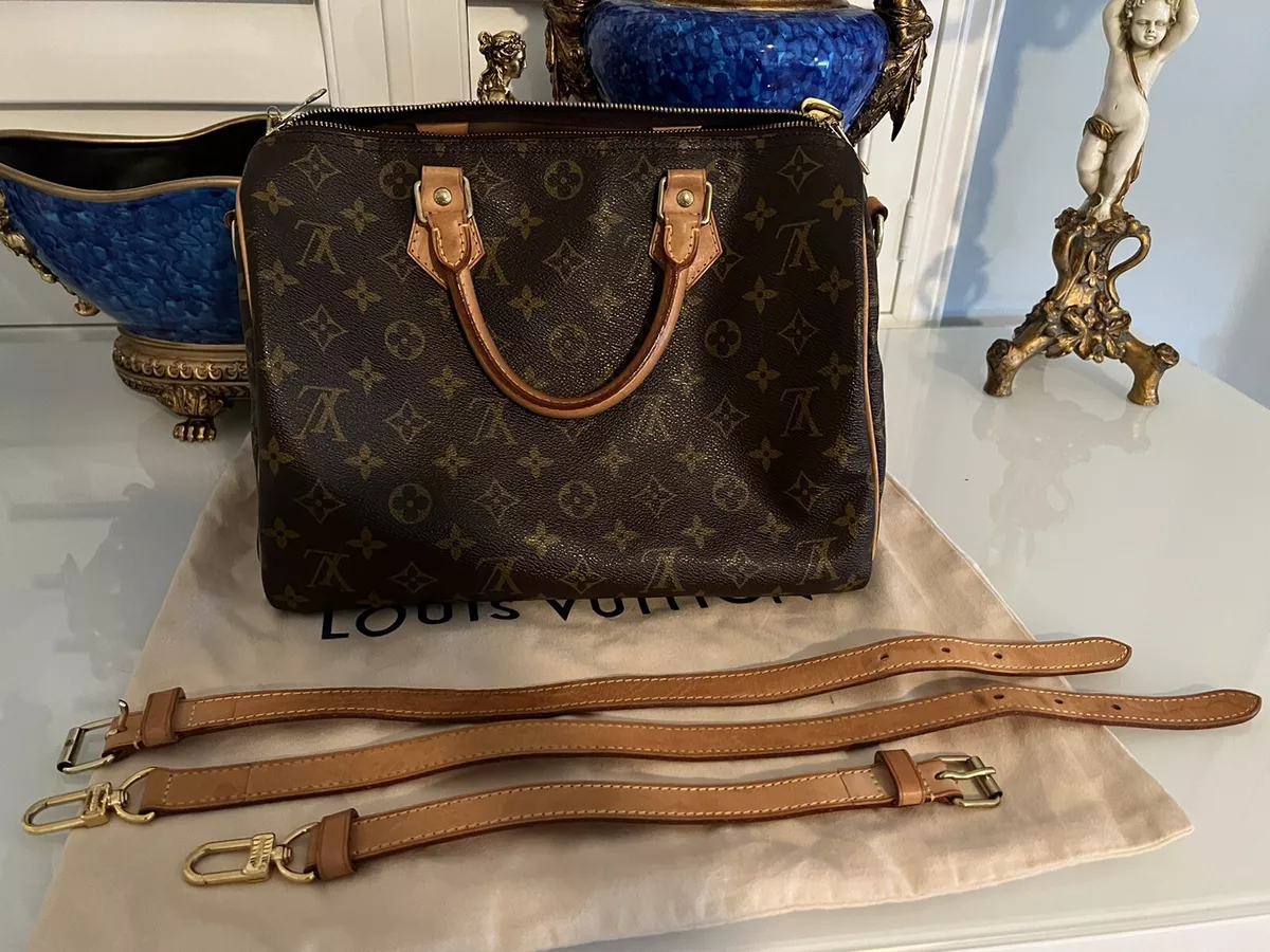 Authentic Louis Vuitton Classic Monogram Speedy 30 Bandouliere Bag