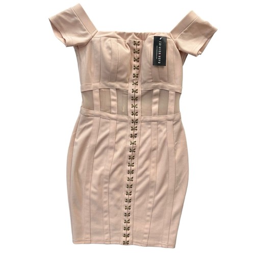 Fashion Nova Women’s Size Small, Nude Pink, Corset Incredible Bodycon Mini Dress
