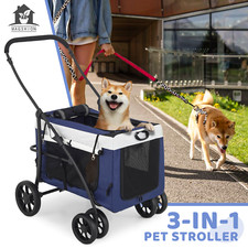 Foldable Pet Stroller 4 Wheel 3in1 Multifunction Travel Cage w/Removable Basket