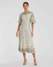 Mac Duggal 5579 Embellished Flounce Sleeve Midi Dress-Size 6 -(LK#160 A)