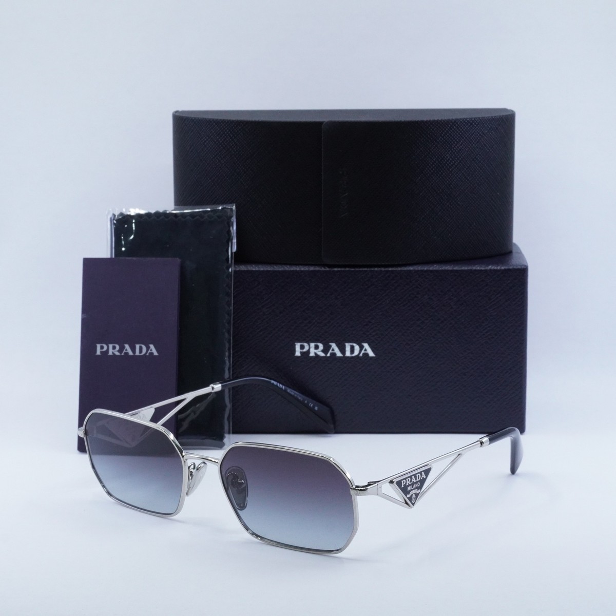 G615 PRADA ラウンド型サングラス グレー プラダ PRADA サングラス 0PS 55WS 1BC07F 60 ミラーレンズ