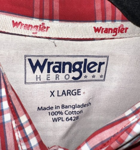 Wrangler Hero Hemd Herren Größe XL rot kariert Kurzarm Knopfleiste - Bild 6 von 13
