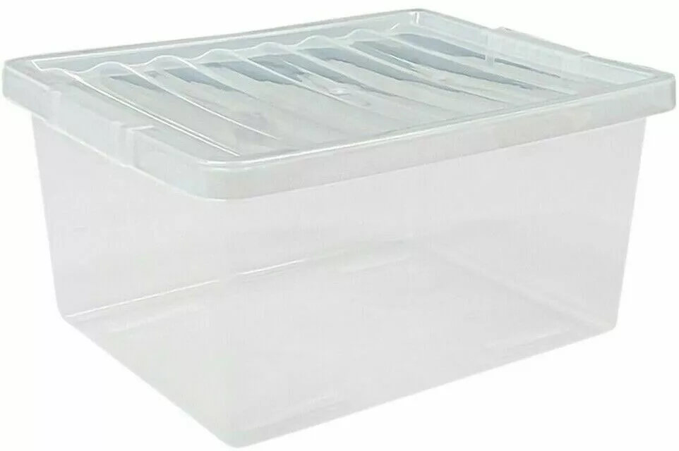 Clear Plastic Storage Box With Lid Strong Quality Container Tub Storer Stackable