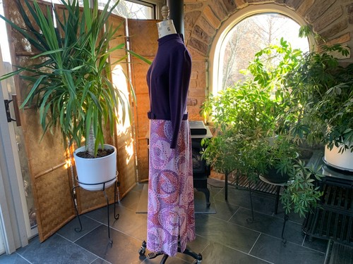 Vintage 1970s Plum Purple and Pink Wool Knit Maxi Dress Bleeker Street - Picture 3 of 10