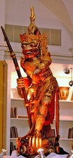 Hanuman, Monkey King authentic wood Indonesian prop. Size: 7’ 4” x 2’ 8” x 2’ 3