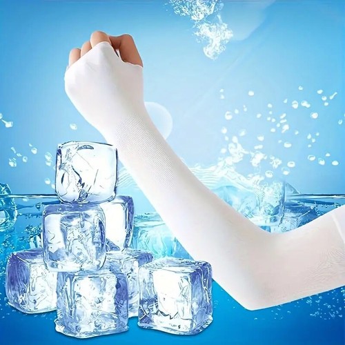 Unisex Ice Silk Cooling Arm Sleeves For Summer Sports Sunscreen UV Protection - Picture 2 of 11