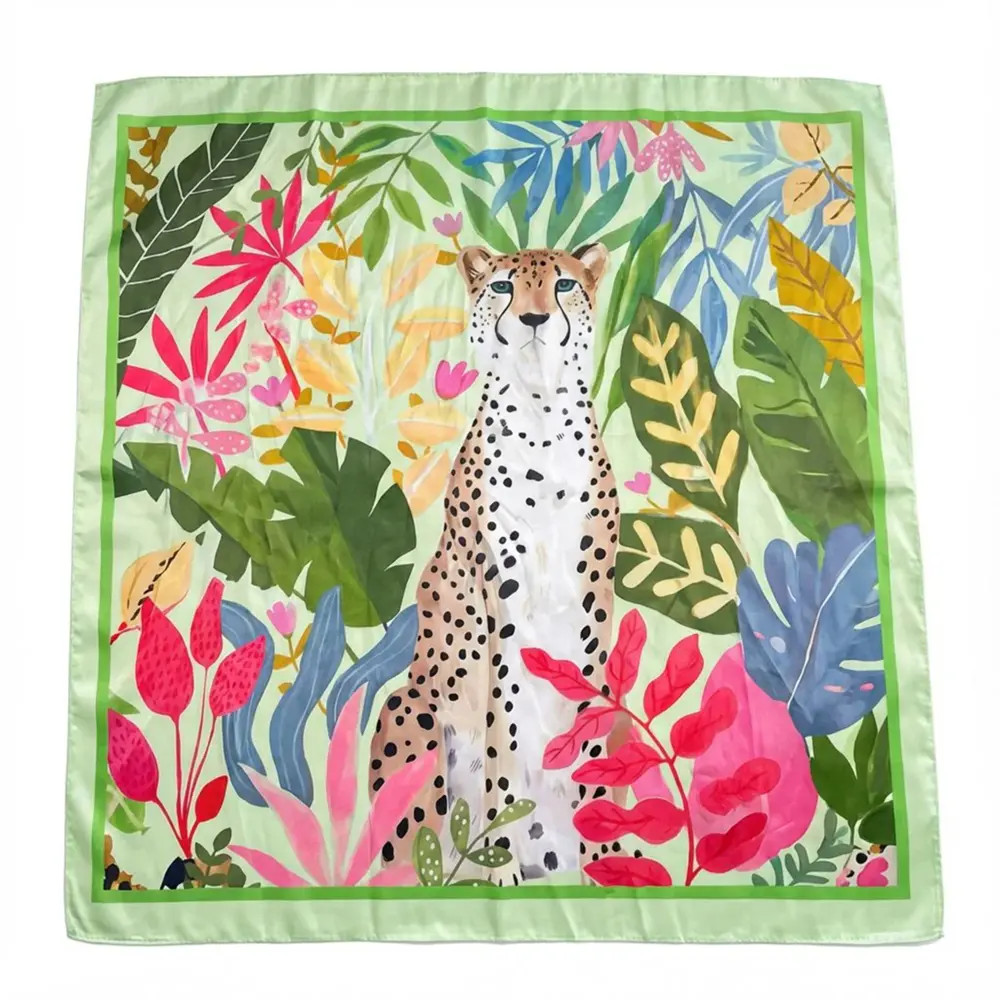 Black Ginger Multiway Scarf Tropical Leopard Green