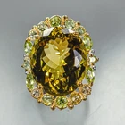 Jewelry 40 ct+ Natural Lemon Quartz Ring 925 Sterling Silver Size 8.5 /R473068