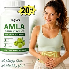 2026 NEW Alevia Organic Amla 1000mg Indian Gooseberry 60 Capsules