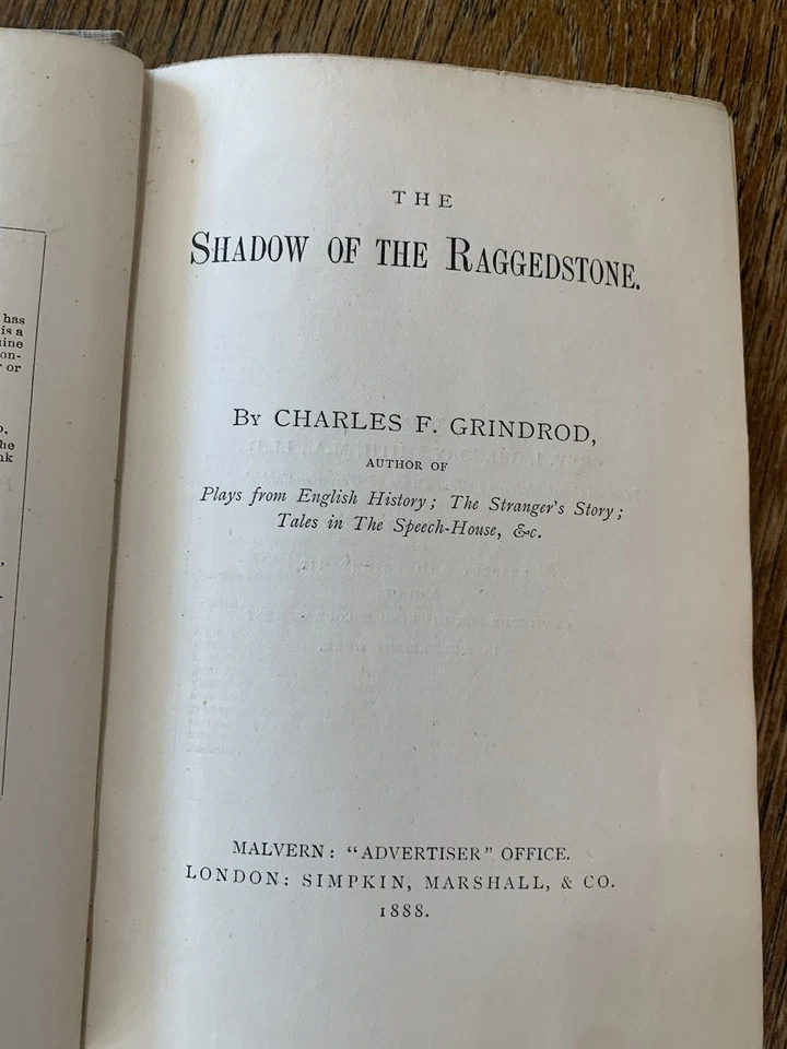 1888 AUSTIN OSMAN THE SHADOW OF THE RAGGEDSTONE By GRINDROD, OCCULT True 1st Ed - Imagem 3 de 4
