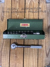 Vintage S-k Tools Chicago 38 Dr 11pc Metric Socket Set 7-15mm Green Metal Box Vintage S-k Tools Chicago 38 Dr 11pc Metric Socket Set 7-15mm Green Metal Box