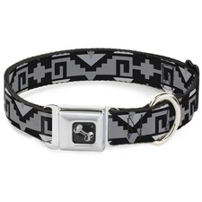 Dog Collar Bone Navajo2 Black/Gray Medium 11-16.5"