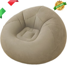 Fauteuil à Gonfler 80 CM Beige Pouf Relax Intérieur Extérieur Cosy Sofa Maison