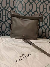 Coach Gray Pebbled Shoulder Bag Adjustable Detachable Strap Zipper Logo Tag