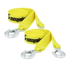 2 Pack Recovery Tow Strap with Hooks 2" x 20 ft Break 2inx20ft(2-Pack) Yellow