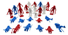 Vintage MPC Plastic Space Men Astronaut Toy Figures Red White Blue Lot of 26