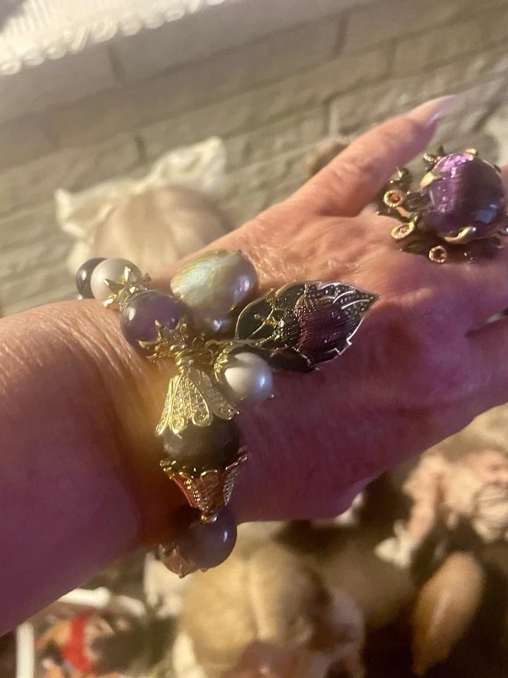 pulsera de perlas y piedras preciosas de ley Foto 2 de 4