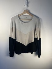 Apricot Women's Long Sleeve Ribbed Stripe Jumper Size 10 VGC