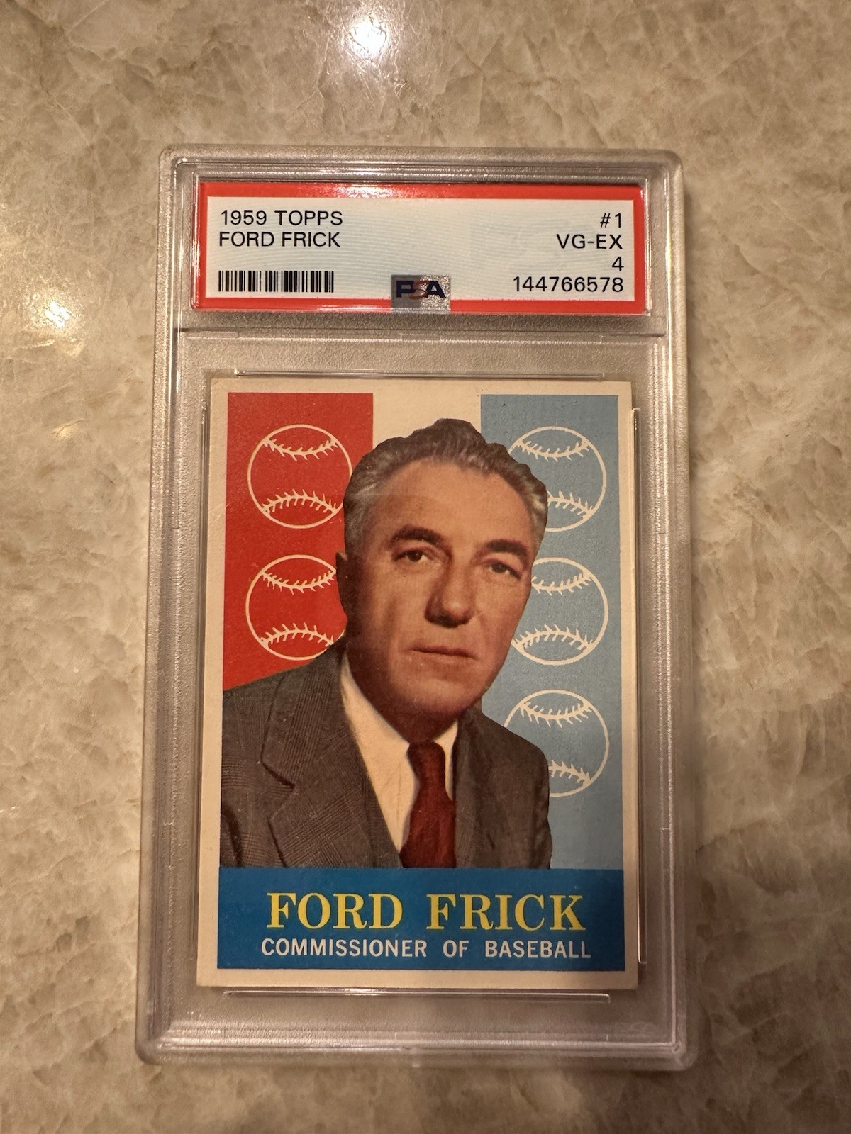 1959 Topps - Ford Frick #1 (RC) Commissioner Of Baseball MLB PSA 4 VG-EX Rare