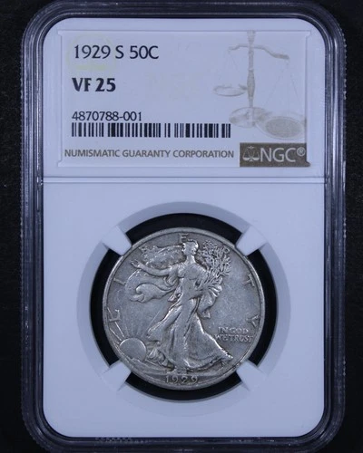 1929-S Walking Liberty Half Dollar - 50c NGC VF25 - Tough Date!