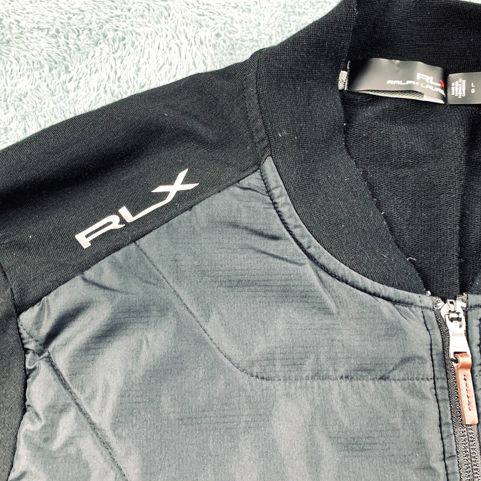 RLX Ralph Lauren Jacket Mens Large Black Hybrid Quilted Zip Golf Performance S4 - Image 3 of 4