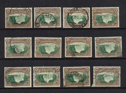 Southern Rhodesia  1932 2d Victoria Falls x 12 Stamps used Various Postmarks