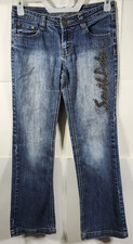 Vintage South Pole Jeans Womens Size 7 Blue Denim Embroidered Y2K Spellout