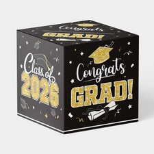 Graduation Card Box Class of 2026 - Black and Gold Money Gift Box Holder for ...