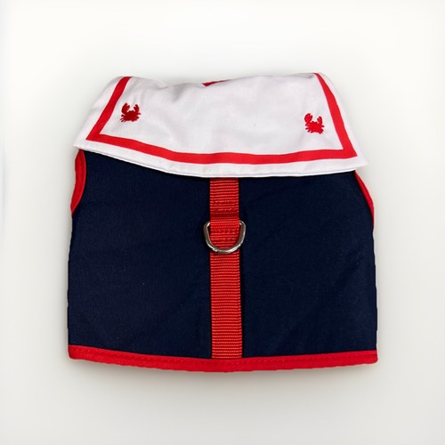 Martha Stewart Pets Dog Sailor Style Jacket Navy Blue And Red With Crabs Size S